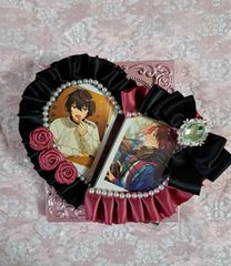 デコ硬質ケース ハート型  両面使える！ブラック×ローズ  痛ロゼット