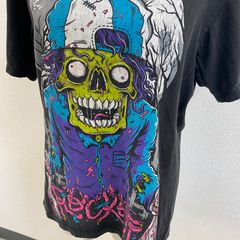 骸骨 スカル ネオンカラー 奇抜 ビッグシルエット Tシャツ スケーター 
