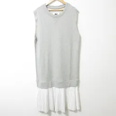 美品 MM6 エムエムシックス メゾンマルジェラ ノースリーブ スウェットドッキング プリーツワンピース S グレー レディース 古着 中古 USED