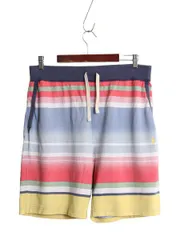 【お得なクーポン配布中!】 ポロ ラルフローレン ボーダー 鹿の子 ロング ショートパンツ メンズ M 短パン ショーツ ワンポイント コットン マルチカラー ポケット付き