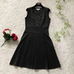 Jus d'Orange　ノースリーブフレアワンピース　ポンチ素材　フランス製 ジュ・ドランジュ ブラック Aライン