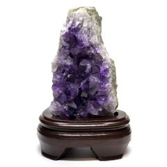 ウルグアイ産　アメジストクラスター【木製台座付き】　NO.10　☆天然石　クラスター　浄化