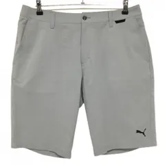 プーマ ハーフパンツ グレー×白 格子柄織生地 メンズ XL ゴルフウェア PUMA