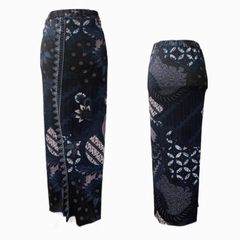 ストレッチスカート 青 バティック プリント カマン バリ島 民族衣装