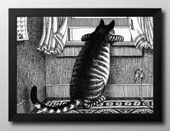 14458物思いにふける猫 A3 サイズ ポスター アート おしゃれ 絵画 インテリア 北欧 イラスト マット紙 艶消し アートパネル 額 フレーム デザイン 壁掛け ギフト 新築祝い ディスプレイ