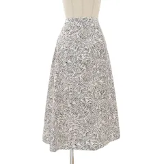 超美品 ドゥロワー DRAWER 現行販売商品 6524-299-1673 FALL2 コットン リーフプリントフレアスカート 総花柄 アシンメトリー 定価105600円