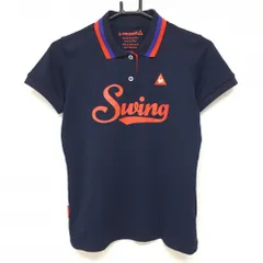 ★特価★【超美品】ルコック 半袖ポロシャツ ネイビー×レッド 胸元プリント ネック後ろメッシュ レディース M ゴルフウェア le coq sportif