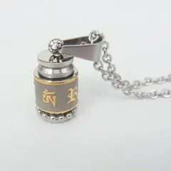 メンズ レディース ネックレス ロケットペンダント 梵字 ユニセックス シルバー グレー色　メモリアルペンダント　ニトロ　ピルケース　アロマオイル　香水
