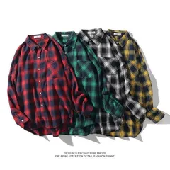 シャツ カジュアルシャツ メンズ 用意 チェックシャツ ネルシャツ チェック柄 長袖シャツ 服 秋服 秋 お洒落 リラックス カジュアル 通勤 通学 大人chaoyuan01