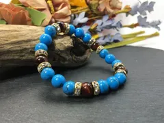 パワーストーン ブレスレット ターコイズ&レッドタイガーアイ  （ゴールド）レディース 女性  数珠ブレス 開運 プレゼント ギフト [20] #1