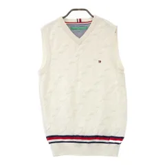 サイズ：M TOMMY HILFIGER GOLF トミー ヒルフィガーゴルフ  Vネック ニットベスト  ホワイト系 [240101438659] ゴルフウェア メンズ ストスト
