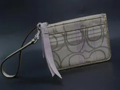 ■美品■ COACH コーチ シグネチャー キャンバス×レザー チェック柄 カードケース カード入れ パスケース 定期入れ ベージュ系 DH7441