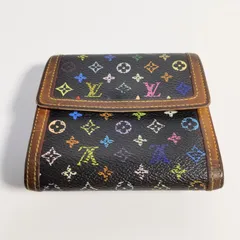【USED中古品】 LOUISVUITTON ルイヴィトン モノグラム マルチカラー M92984 ポルトフォイユ エリーズ 三つ折り財布 Wフック ノワール 正規品 フォロー割 ①