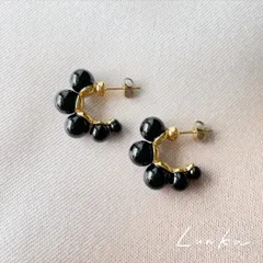 ステンレスブラックバブルピアス