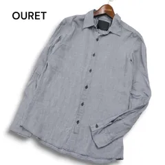 OURET オーレット 通年★ 長袖 コットン シャツ Sz.M位 メンズ ネイビー 日本製のサムネイル