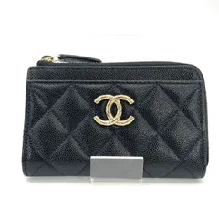 シャネル CHANEL コインケース マトラッセ 黒 ゴールド金具 キャビアスキン ブラック フラグメント 7-5-265