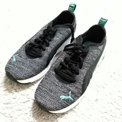 美品　プーマ　スニーカー　26.5cm　グレー色　黒色　ミントブルーロゴ