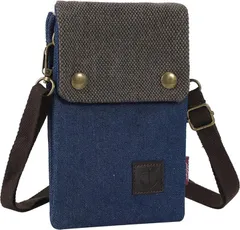 fogman スマホポーチ ショルダー 肩掛け 斜め掛け スマホ入れ 小物入れ おしゃれ 軽量 薄型(デニムブルー)