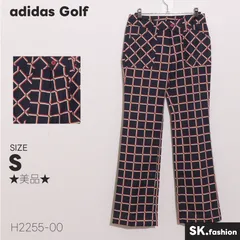 ★美品★ adidas Golf アディダスゴルフ パンツ フレア　チェック柄　ゴルフウェア　前ジップ　ポケット付き 　ネイビー　レッド　ホワイト　 【H2255-00】 送料無料　古着　レディース