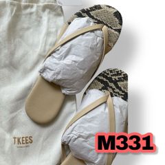 TKEES(ティキーズ)パイソン柄ビーチサンダル　23cm相当サイズ　グレー色×ベージュ色　新品タグ付き　美品　管理M331