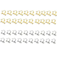 【数量限定】ネジバネ式 耳穴なし ジュエリー ーパーツ アクセサリ (ゴールド+シルバー各20個） 基礎金具 DIY 手作り用 手芸 イヤリングパーツ