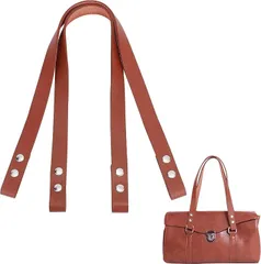 PH PandaHall 2本 レザー 持ち手 バッグの持ち手 かばんの取っ手 合皮 DIY 修理 ハンドバッグ ビジネスバッグ 交換用 合成革 ボタン付き 調整可能 ハンドル 長さ70.6cm( ブラウン)