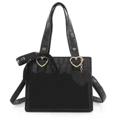 [ALL DAY Shining] 痛バッグ クリアポケット トートバッグ ショルダーバッグ ハート 甘め 手提げバック いたばっぐ 痛バ コンサート イベント 女子会 推し活 オタ活 (ブラック) [ブラック]