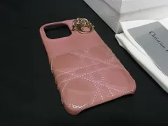 ChristianDior ディオール レディディオール カナージュ パテントレザー  iPhone14Pro 対応 アイフォンケース ピンク系 BJ6605