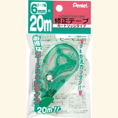 【特価商品】ぺんてる 修正テープ20m(つめかえタイプ) 緑 XZT506W 6mm