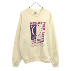 リー 90s USA製 オールド プリント 長袖 スウェット L ホワイト Lee 裏起毛 トレーナー メンズ