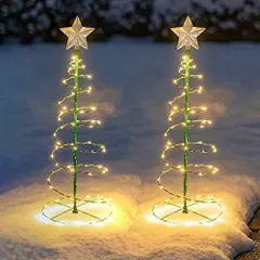 暖色 RunElves クリスマスツリー ガーデンライト クリスマス 飾り イルミネーションライト 屋外 防水 ソーラー 小型 埋め込み 明るい 自動点灯 消灯 省エネ 照明飾り おしゃれ LED ライト 庭 雰囲気作り 飾りライト 2本セット (暖色)