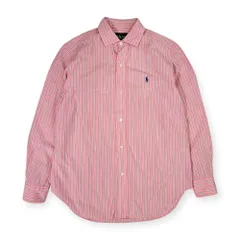 80s Ralph Lauren ラルフローレン ストライプ 長袖シャツ/ピンク メンズ ビンテージ
