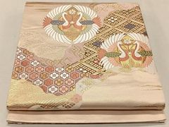 平和屋着物◎六通柄袋帯 唐織 千寿 草花文 金銀糸 正絹 逸品