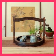盆栽道具】高級【唐木】鉄刀木（たがやさん)小品飾り棚 箱卓【訳あり品
