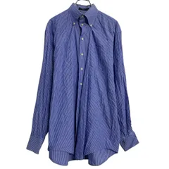 NAUTICA 長袖 ストライプシャツ 16 XL～ ブルー ホワイト ノーティカ ボタンダウン ビッグサイズ ポケット 古着卸 アメリカ仕入 a702-5705