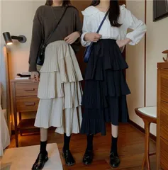 ティアードスカート スカート ボトムス プリーツスカート フレアスカート ミモレ ミモレ丈 プリーツ フリル ウエストゴム かわいい 大人可愛い きれいめ シンプル カジュアル 大人 おしゃれ 大人女子 こなれ感 ラブリー キュート ガーリー 個性的 モード系