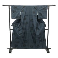 大島紬/美品/藍泥/仕立上がり/適応身長155～162㎝/10963