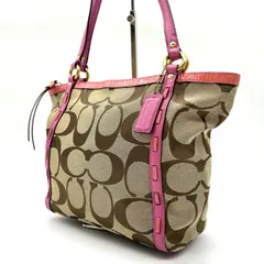 ✨良品✨ COACH コーチ トートバッグ シグネチャー キャンバス レザー ベージュ 肌色 ピンク キーホルダー A4収納可能 ユニセックス 男女兼用 メンズ レディース