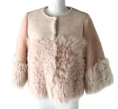 【ドンドン見直し】良品★正規品 RED VALENTINO レッドヴァレンティノ ノーカラー ムートン ショートコート／ジャケット ピンク 38のサムネイル