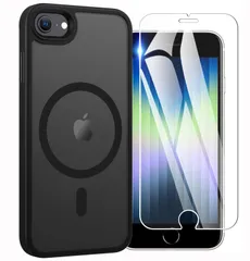 新品 LAYJOY 対応 iPhone SE 第3世代 用/iPhone SE2 / iPhone8 / iPhone7 用ケース ガラスフィルム付き MagSafe対応 耐衝撃 マット マグネット搭載 半透明アイフォン SE2 8 7 カバー [米軍MIL規