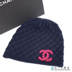 CHANEL シャネル ニットキャップ ココマーク 帽子 ネイビー カシミヤ
