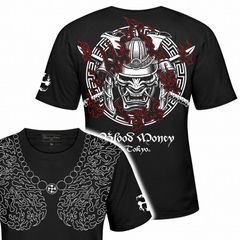 鎧武者　黒白　半袖　Tシャツ　服　メンズ　ヤクザ　オラオラ　ヤンキー　チンピラ