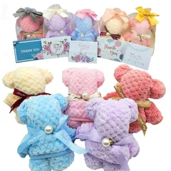 新品 Un usual-store 退職 プチギフト ハンカチ ギフト タオルハンカチ 10個 セット 女性 人気 異動 引っ越し 挨拶 結婚式 誕生日 内祝い お返し 粗品 プレゼント ベアー (THANK YOU)