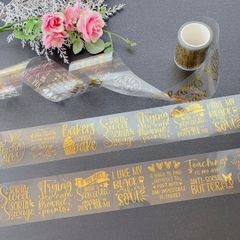 【イエローゴールド】英字ロゴPETテープ　ハル×文具女子オリジナル　フィルムテープ