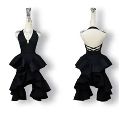 社交ダンス衣装 ラテンワンピースドレスブラック オーダーメイド