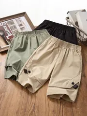 【3色】 140  130 ベージュ 黒 グリーン 男の子  速乾 ハーフパンツ キッズ 薄手 水遊び 半ズボン