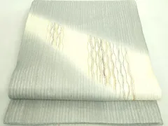十日町 名門青柳 大喜百花 正絹 袋帯 絞り＆金彩友禅 金駒刺繍 未使用 銀座【E-2189】十日町 青柳製 大喜百花 桶絞り 道中着 鶯色 笹や