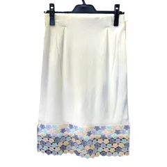 ★未使用品? タグ付き 美品 hbis アッシュビス スカート タイトスカート 裾レース 裏地有り 膝下丈 バックジップ ゴムウエスト コットン サイズ40 レディース