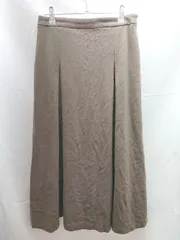 ◇ INDIVI ウエストゴム　サイドジップ　裏地　シンプル ひざ丈 フレア スカート サイズ40 ブラウン系 レディース E  【1303090020088】