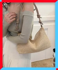 新品 ストローバッグ ショルダーバッグ 麦わら 軽量 2WAY 肩掛け ペーパーバッグ【送料無料】